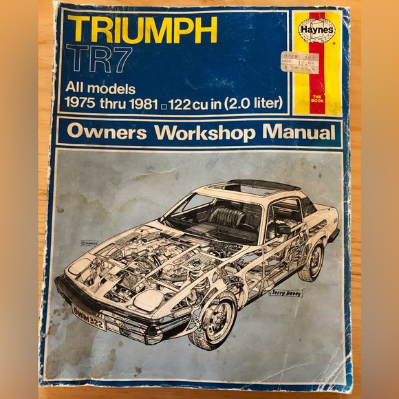 Triumph TR7 Models 1975 thru 1981 Owners Workshop Manual - Picture 1 of 14